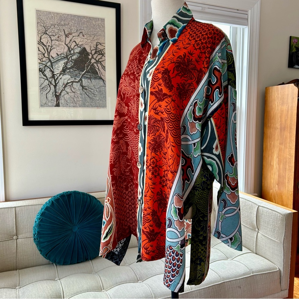 Citron Multicolor Patchwork Button-Down Shirt - T… - image 3